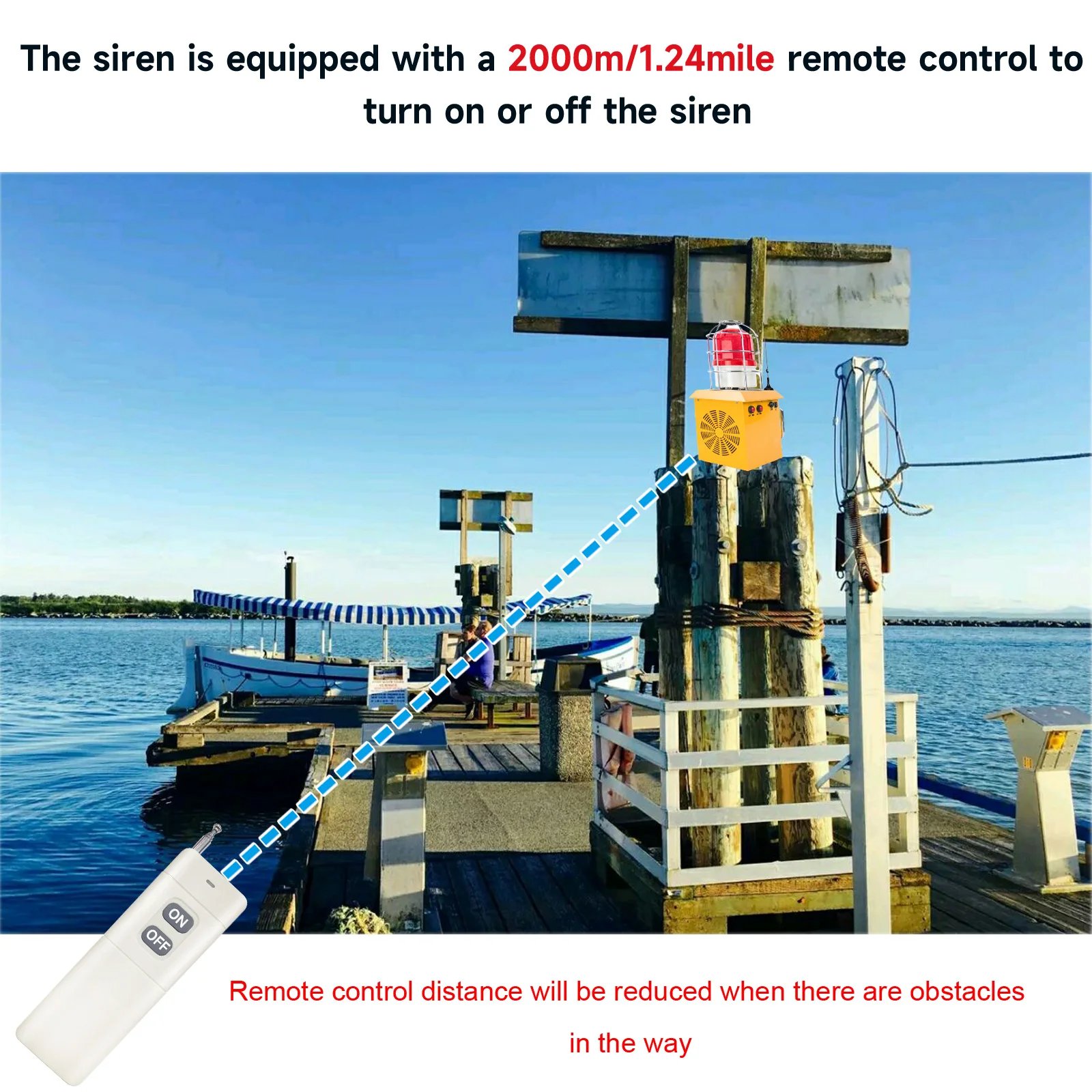 Portable Wireless Remote Siren Alarm 2000m Waterproof Outdoor Alarm System with 120dB Horn 12 Tones 5000mAh Battery