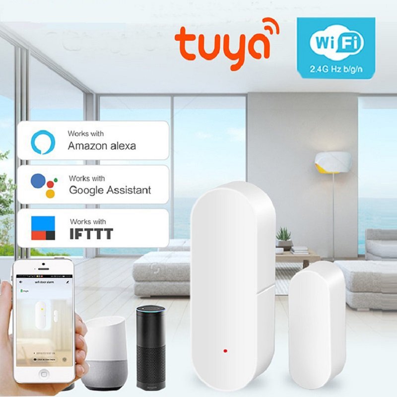 Tuya WiFi Magnetic Door Sensor Alarm System Smart Home Security Door Detector Sensor