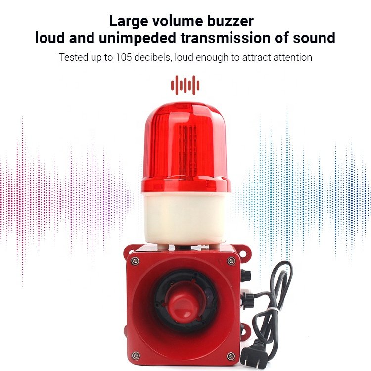 Waterproof plastic AC Microwave Motion Sensor Emergency Audio Audible Visual Warning Alarm System