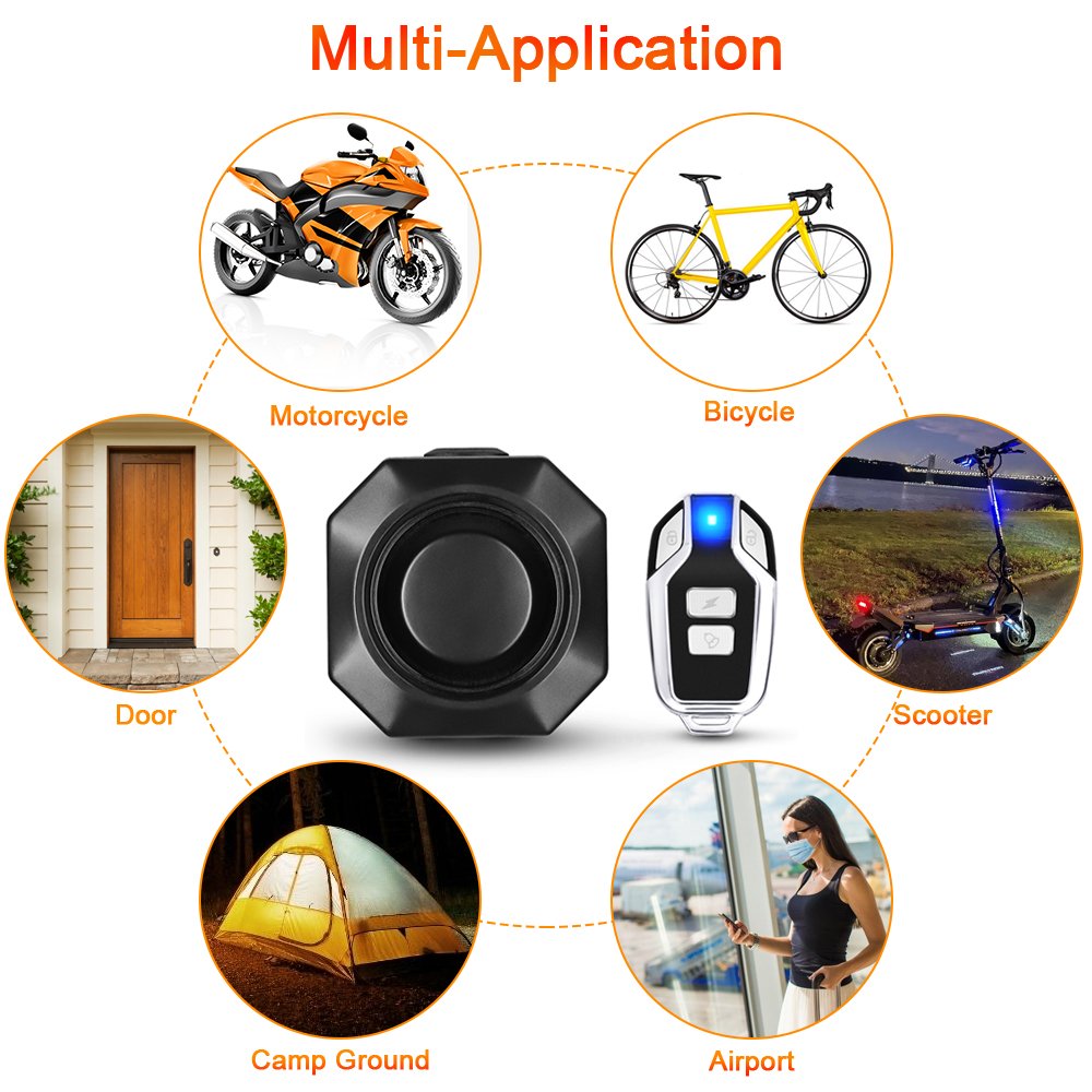 Rechargeable 110dB Wireless Remote Vibration Sensor Alarm Anti Theft Motorcycle Alarm Waterproof Security Bike Bicycle Alarm