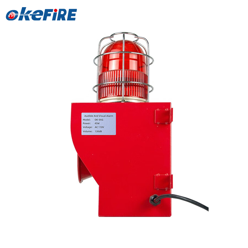 Okefire 45W 120dB IP66 Grade Industrial Loud Alarm Siren Audible Visual Sound Light With Strobe Light Warning Alarm System