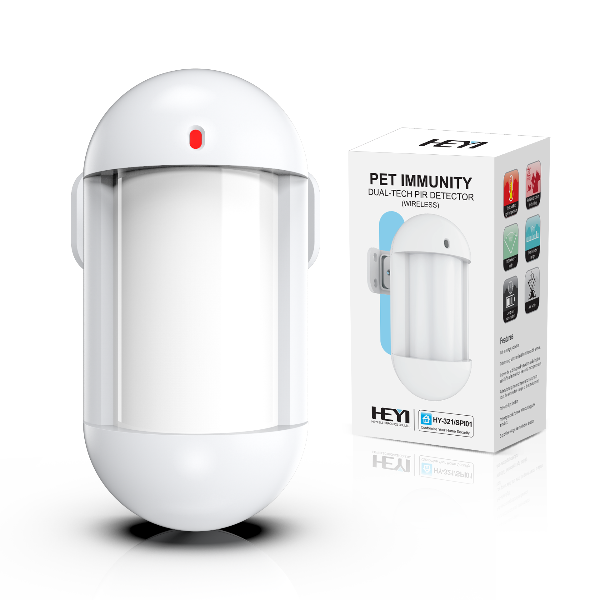 New Arrival HEYI 433MHz Wireless Pet Immune PIR Sensor Infrared Movement Sensor For Security Alarm System