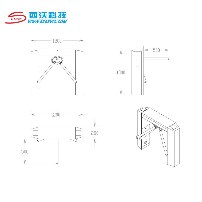 SEWO Hot Sale Intelligent Security Three Roller Gates Tripod Turnstile Gate support IC ID Card Face Recognition Expansion
