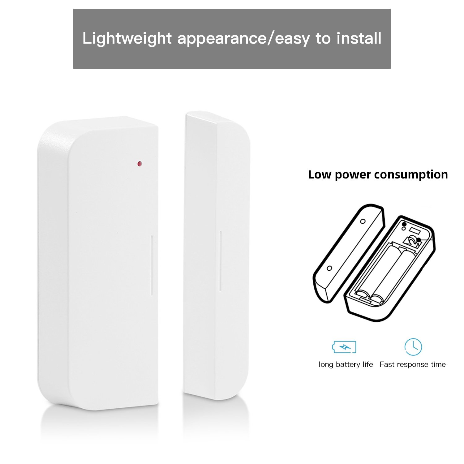 Z-Wave Door And Window Magnetic Sensor Smart Wireless Low Power Contact Door Sensor Works with Home Assistant
