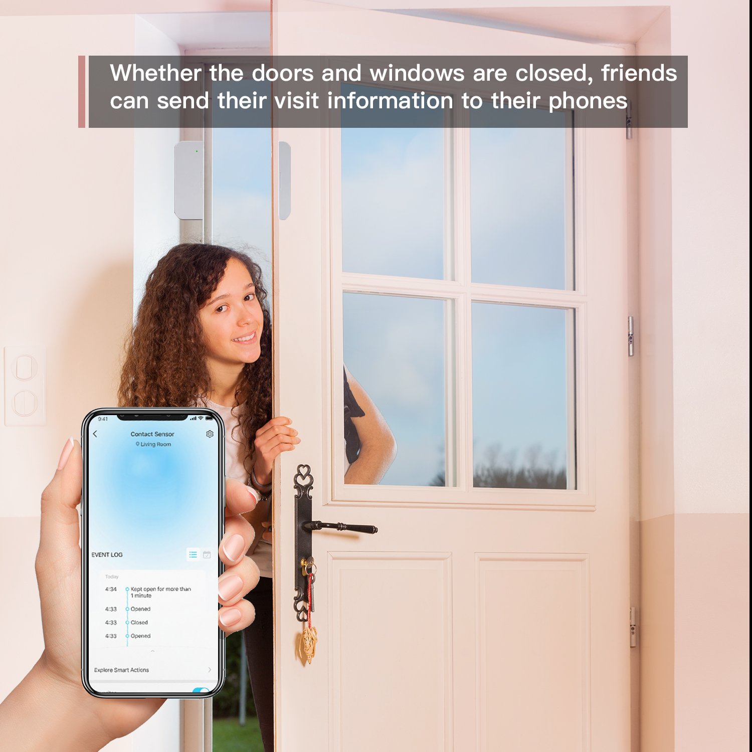 Z-Wave Door And Window Magnetic Sensor Smart Wireless Low Power Contact Door Sensor Works with Home Assistant