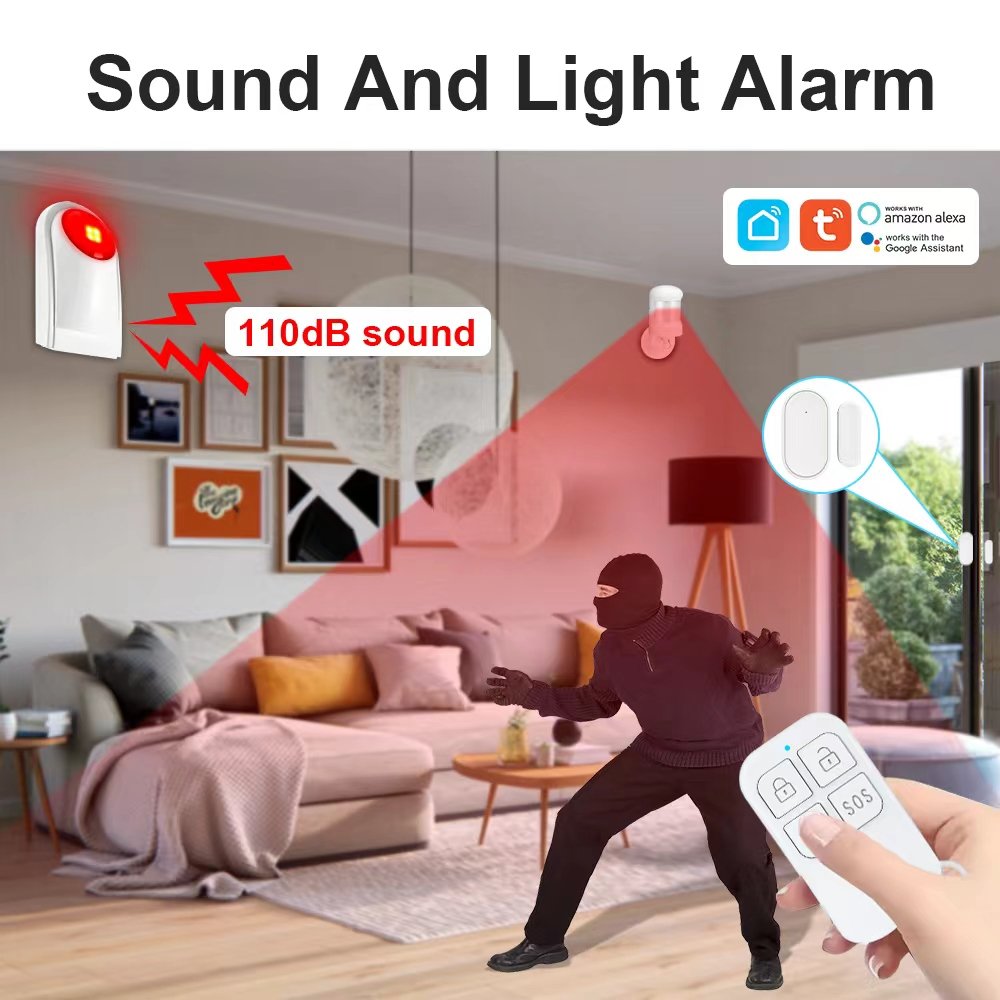 Home Alarm Strobe Siren Wireless Tuya Wifi 110DB Outdoor Strobe Siren PIR Sensor for home safety