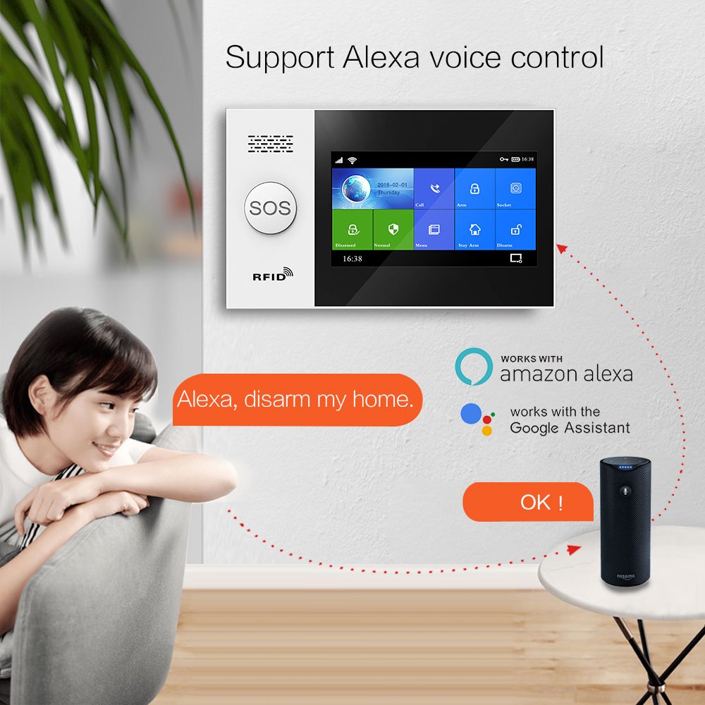 Tuya alarm system 4.3 inch IPS screen home security wifi GSM alarm system voice remind Touch screen supply alexa google home