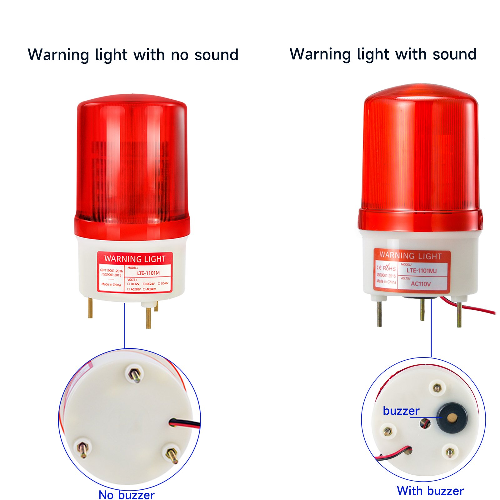 Factory supply 90dB high brightness speaker LED light 4 optional colors customized voltage waterproof strobe warn light buzzer