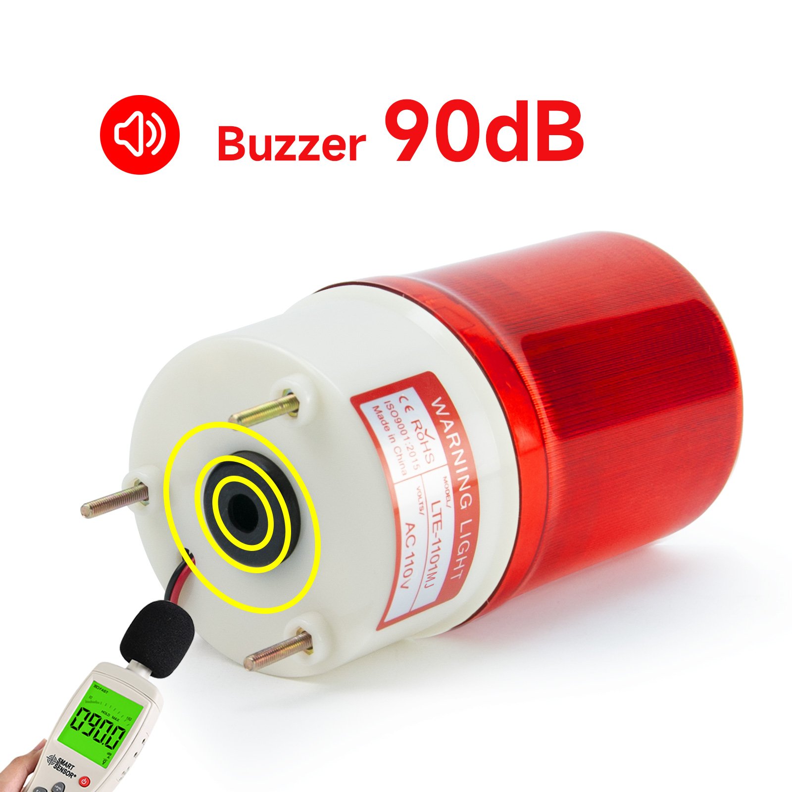 Factory supply 90dB high brightness speaker LED light 4 optional colors customized voltage waterproof strobe warn light buzzer