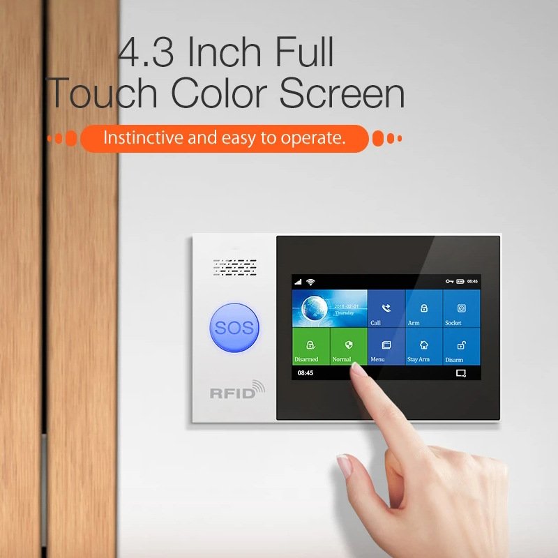 Touch Screen Wireless Wifi Home Alarm GSM IOS Android APP Control SMS Burglar Alarm System For Home Security Alarm