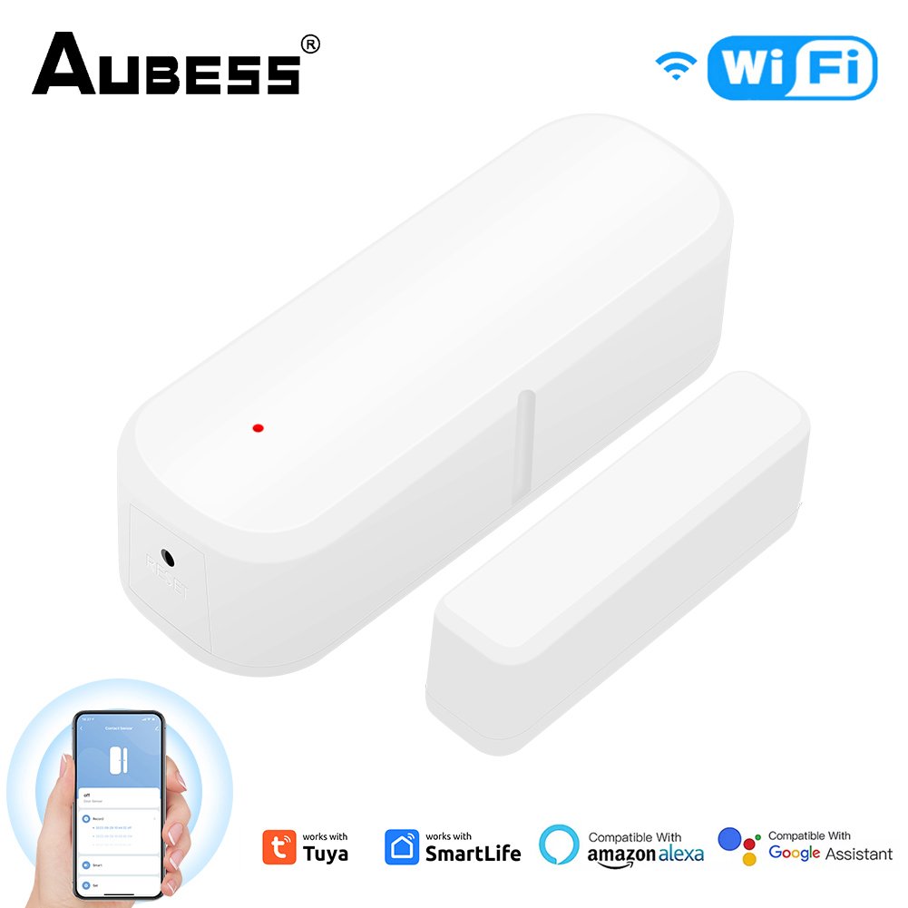 Alexa and Googl Assistant Voice Control Tuya WIFI Door Alarm System Smart Home Door Window Sensor
