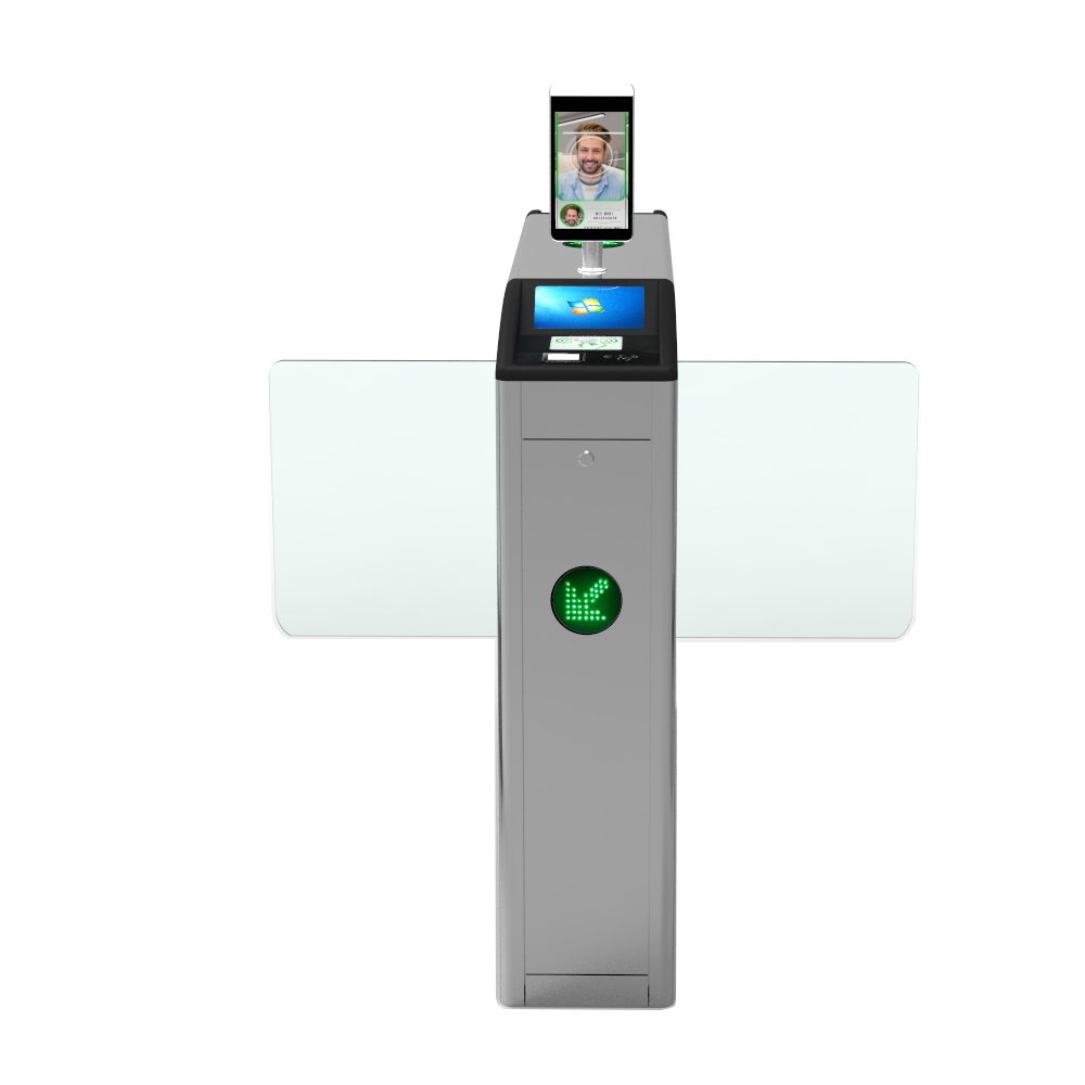 Bosiny Solution provide integrate RFID reader OR Facial recognition 7 inch LCD display swing gate turnstile for metro Station