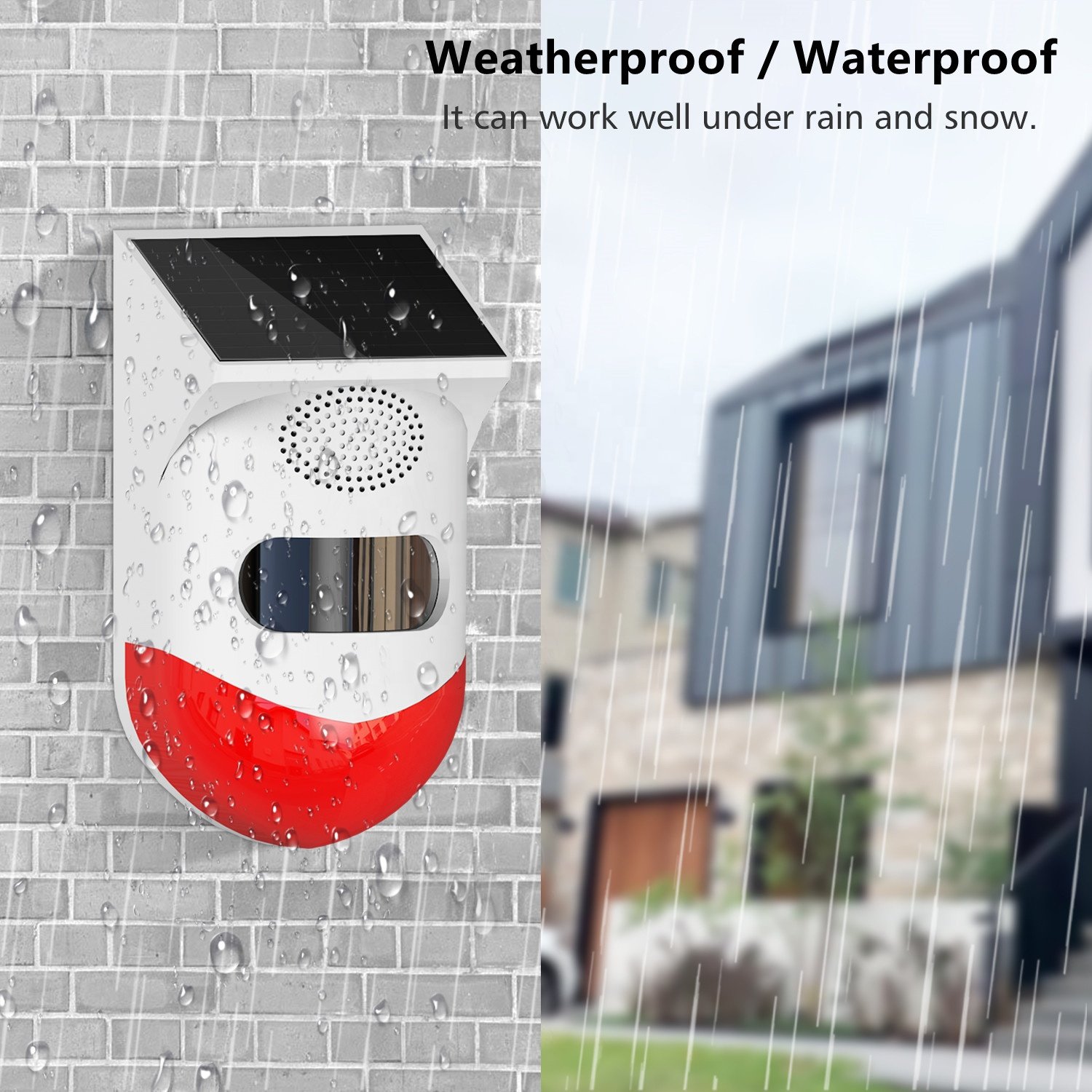 120dB Wireless 433MHz Waterproof Outdoor Solar Powered Strobe Siren PIR Motion Detector Alarm for Home Security System
