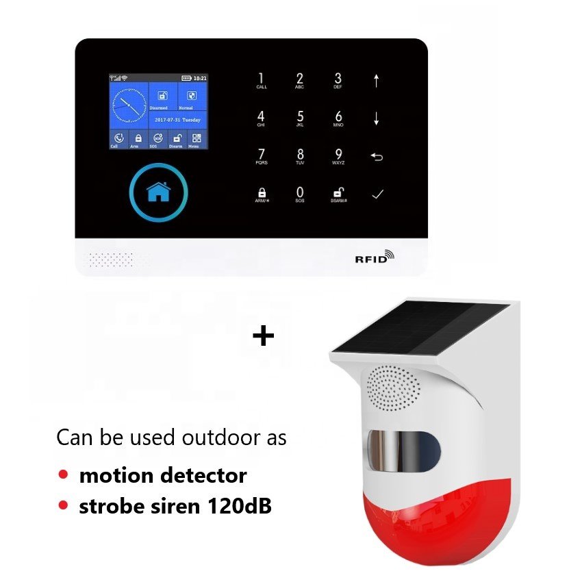 120dB Wireless 433MHz Waterproof Outdoor Solar Powered Strobe Siren PIR Motion Detector Alarm for Home Security System