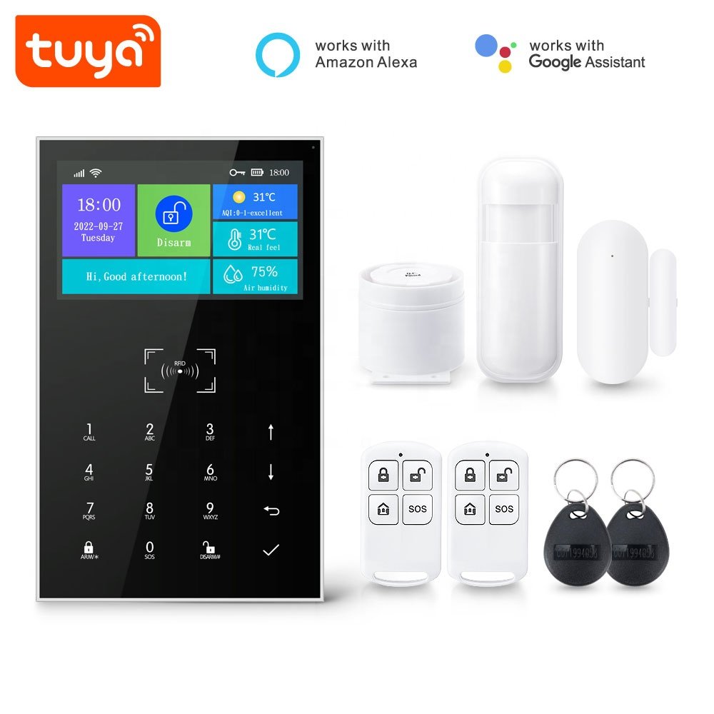 Tuya 4.3 Inch Wireless 4G GSM Wifi Residential Intruder Alarm System Smart Life App Compatible LCD Touch Screen PST-PG109-4GEU