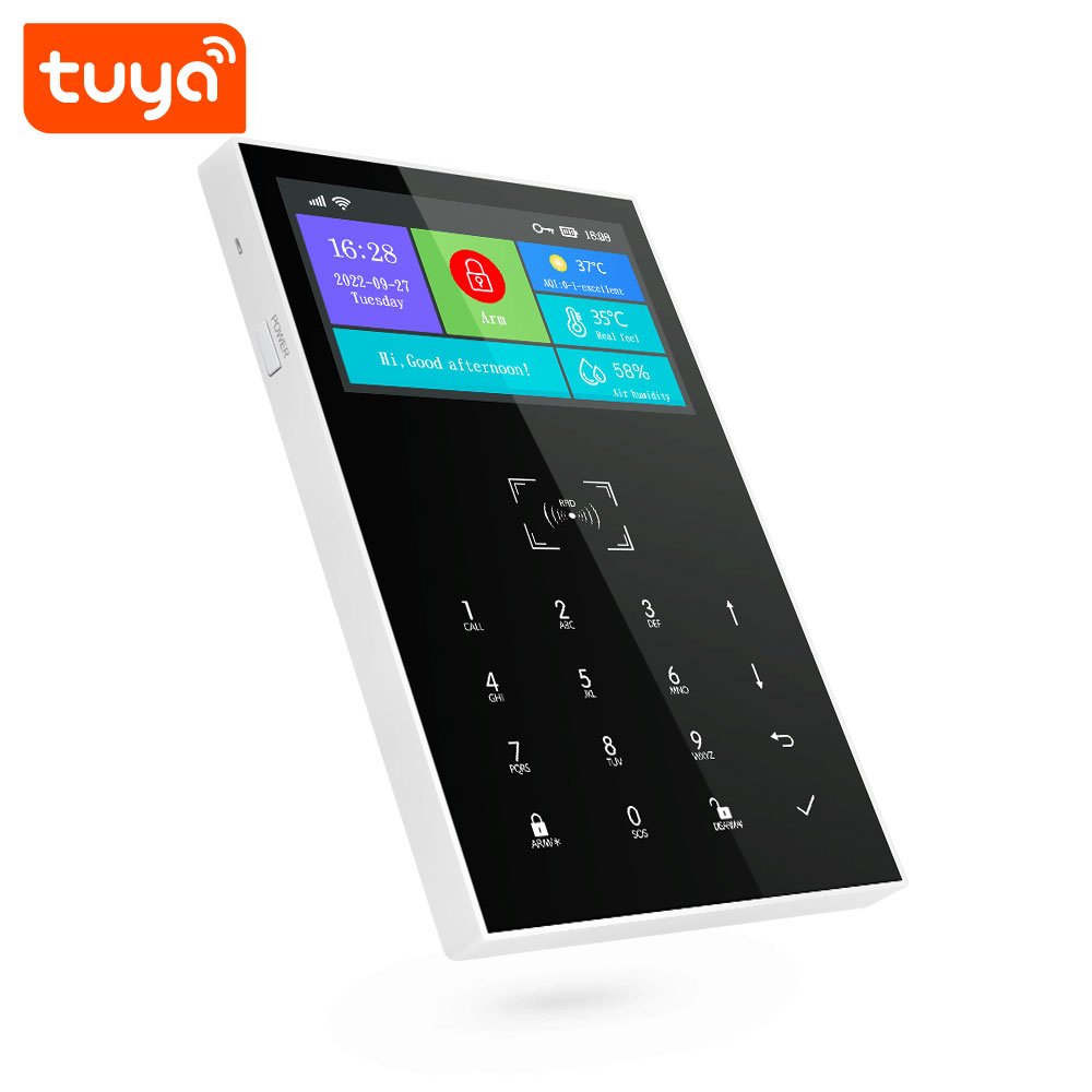 Tuya 4.3 Inch Wireless 4G GSM Wifi Residential Intruder Alarm System Smart Life App Compatible LCD Touch Screen PST-PG109-4GEU