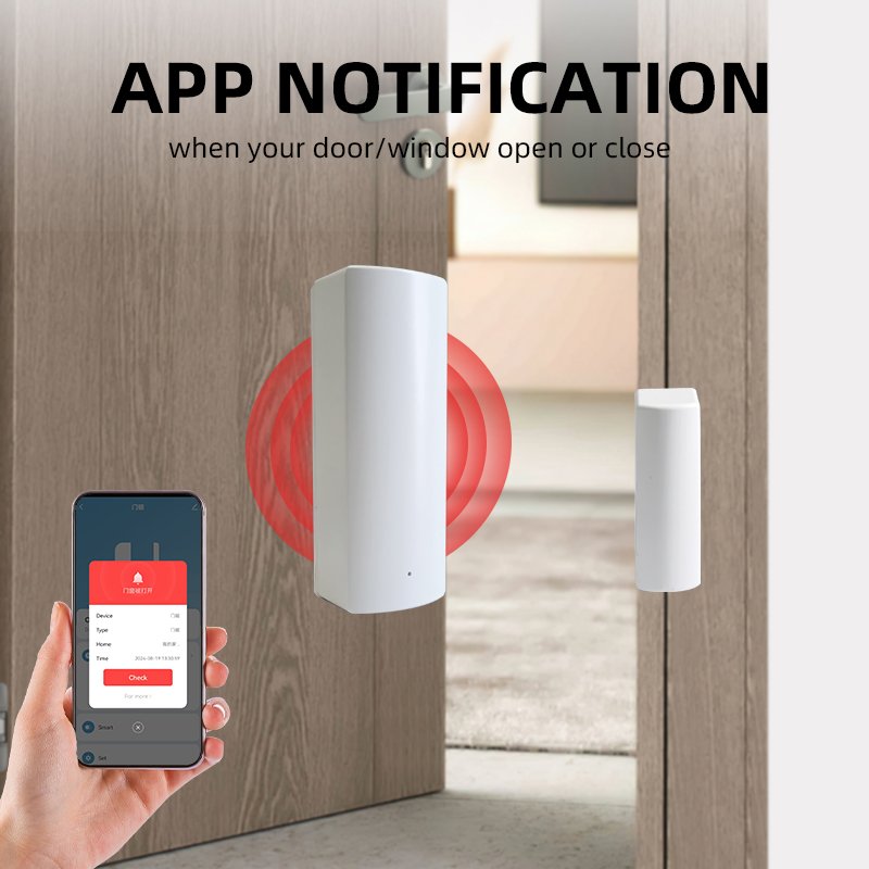 Tuya Wifi Zigbee Door and Window Alarm Security Door Sensor Alarm Window Magnetic Sensor Alarm