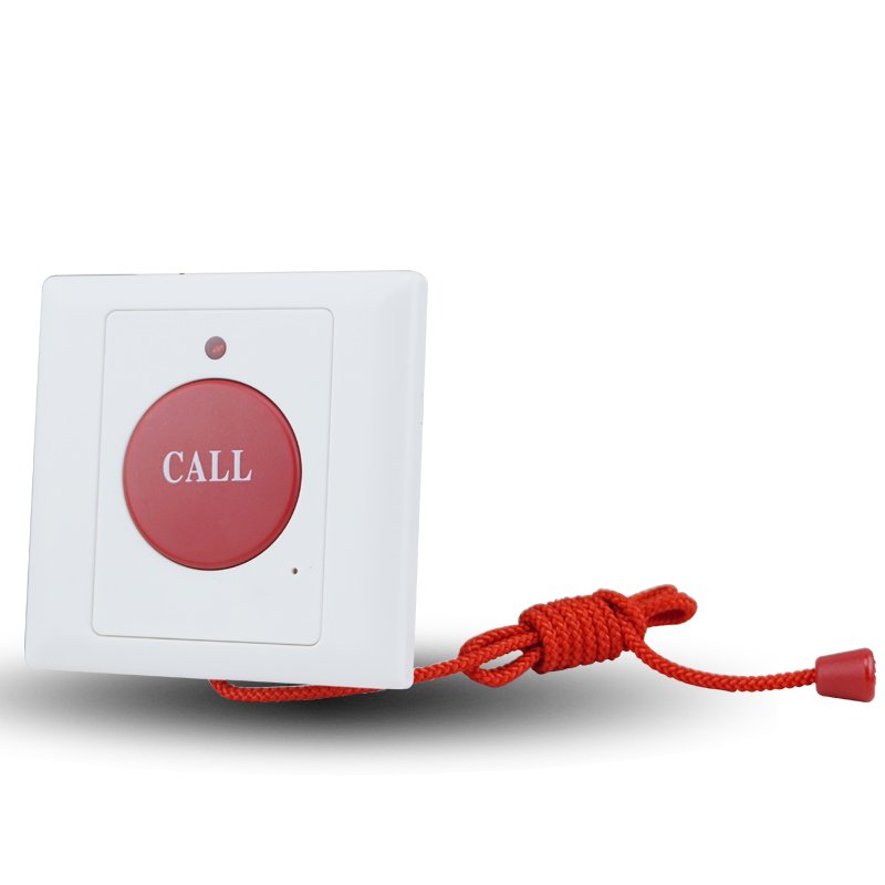 Wired emergency press call button with pulling rope switch button