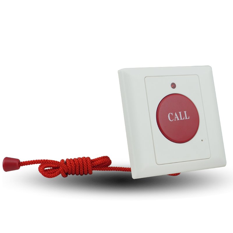 Wired emergency press call button with pulling rope switch button