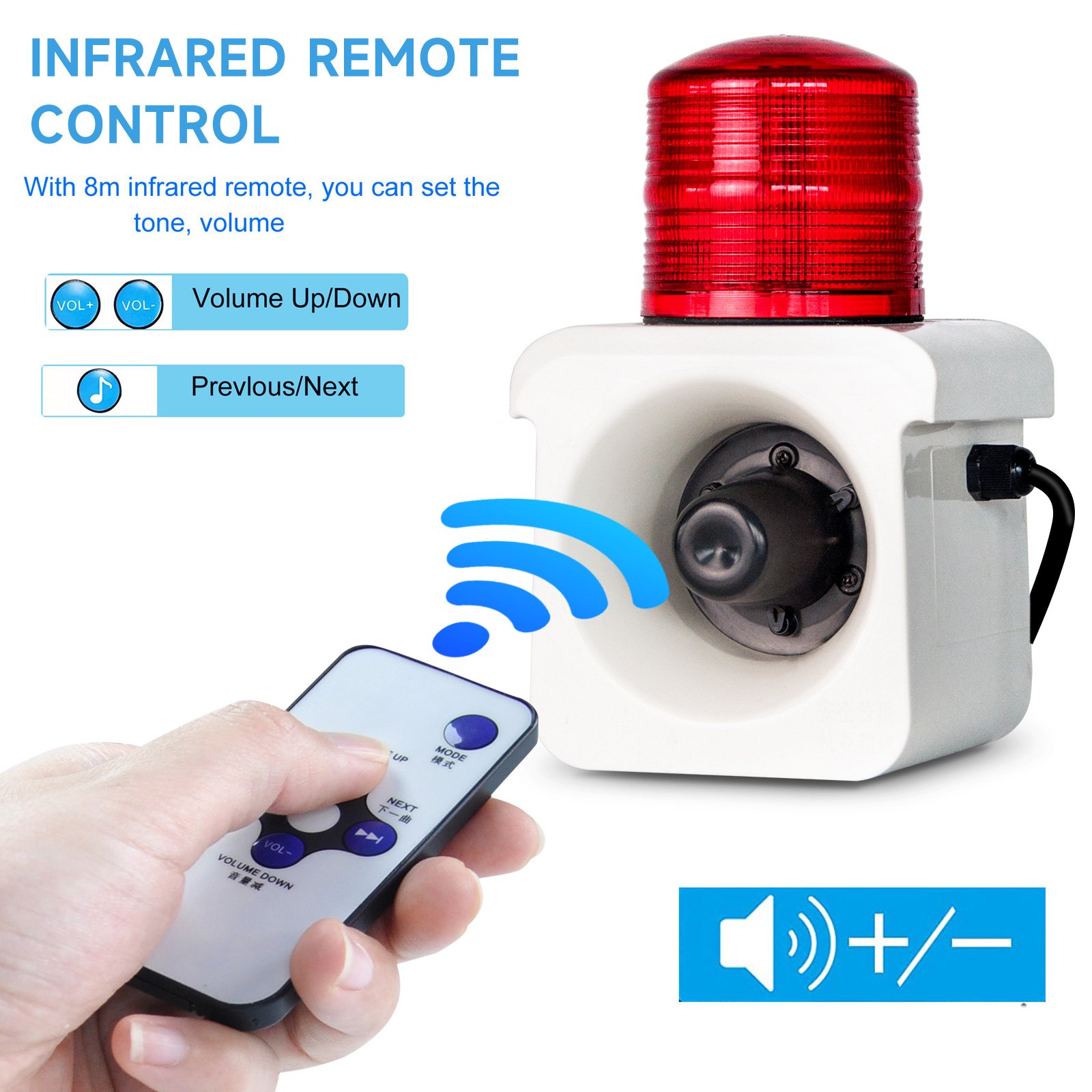 120dB LED Warning Siren Infrared microwave intelligent induction alarm IP 65 Weather-proof Circuit Design Alarm System Horn