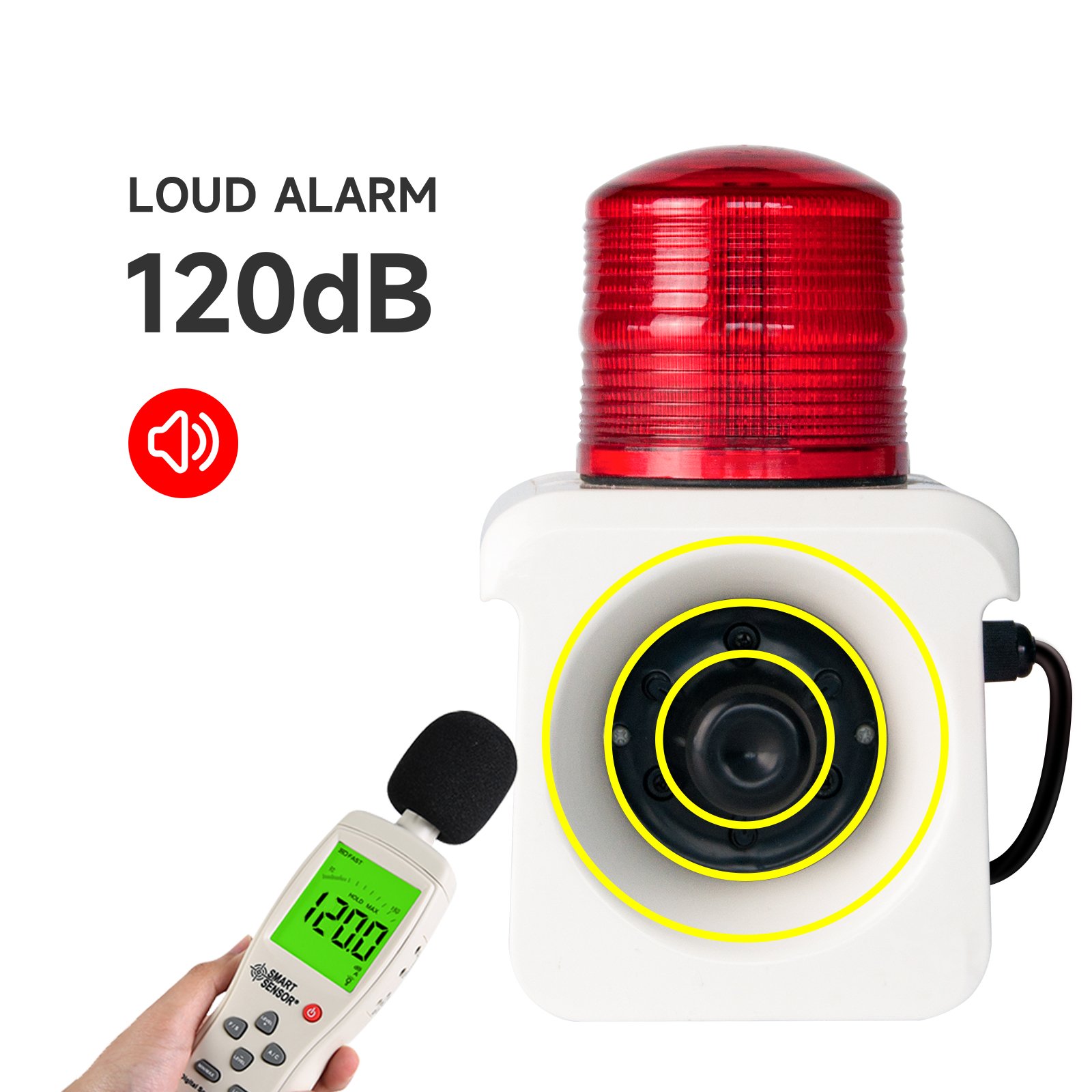 120dB LED Warning Siren Infrared microwave intelligent induction alarm IP 65 Weather-proof Circuit Design Alarm System Horn