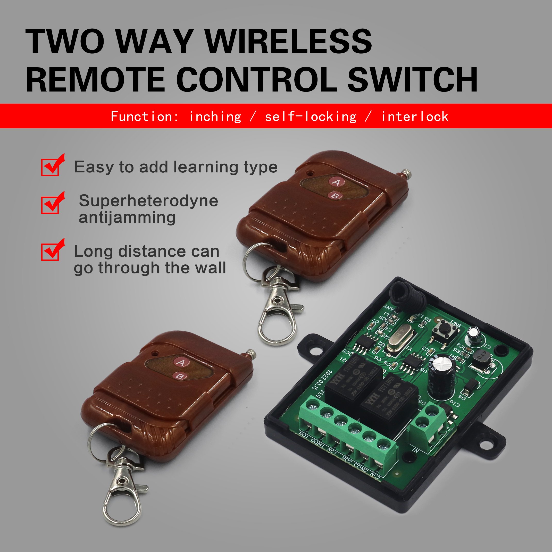 Wireless two-way remote control switch 12V suitable for various access control systems Learning controller