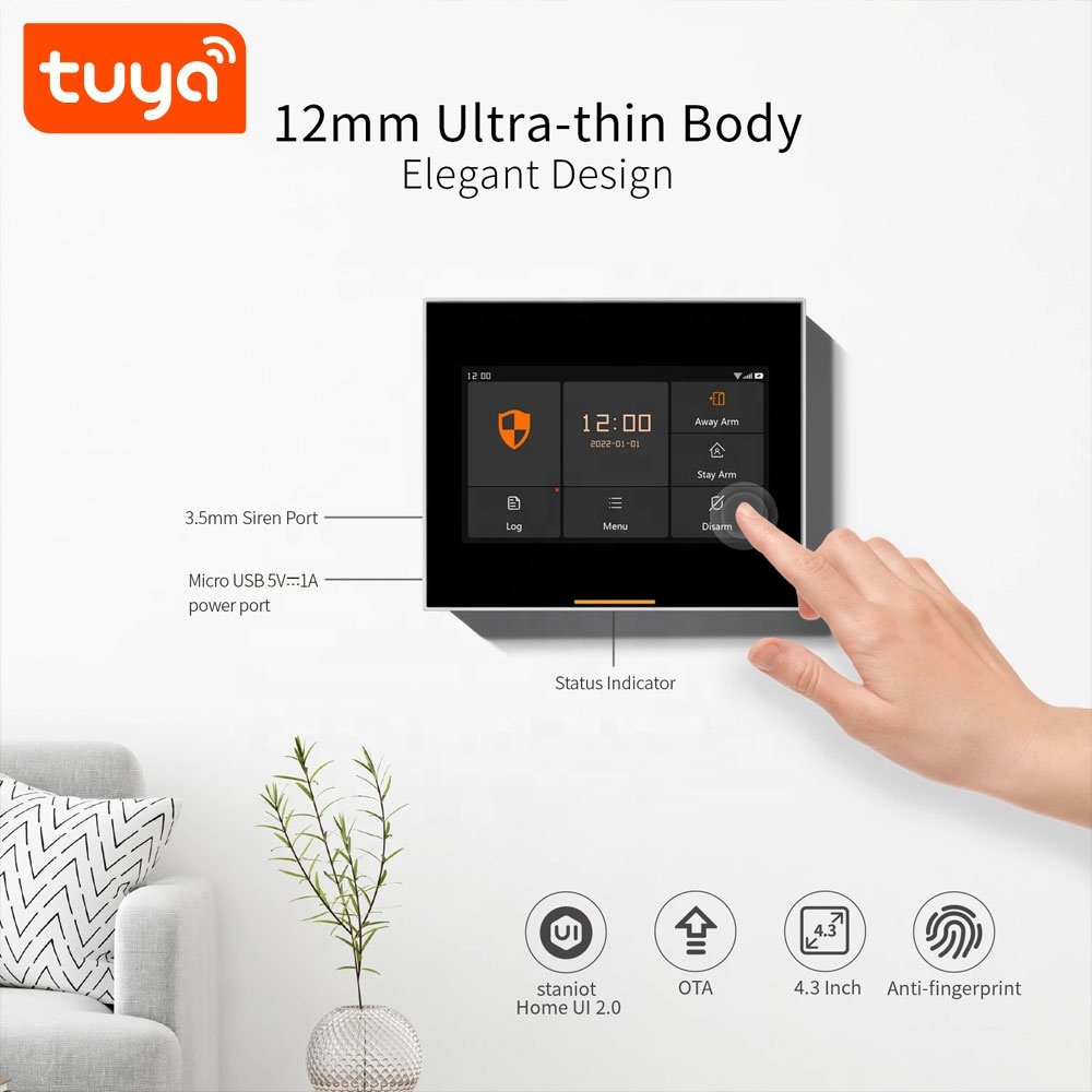 2023 Tuya Wireless Touch GSM WIFI Home Security Smart Alarm System Kit With PIR Motion Sensor Door Sensor Rfid Card PST-H502