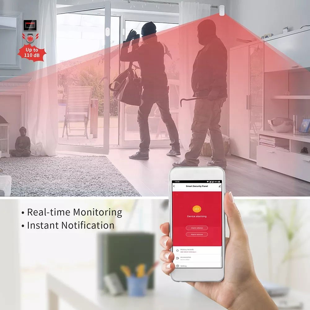 2023 Tuya Wireless Touch GSM WIFI Home Security Smart Alarm System Kit With PIR Motion Sensor Door Sensor Rfid Card PST-H502