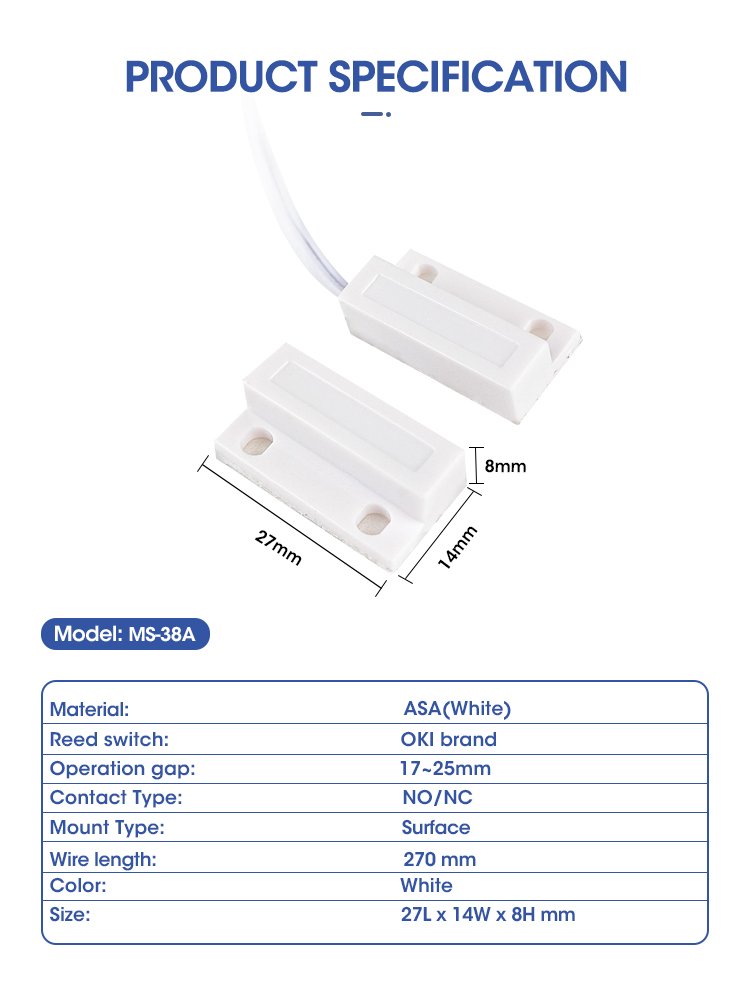 UV proof Door Magnetic Switch Anti-theft Window Alarm with Wire Sensor Electronic Accessories Magnetic Switch