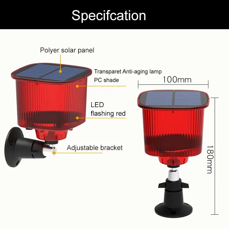 Factory Solar Alarm RF Remote 8pcs flashing led light 129db Siren Solar Home Alarm System Outdoor Solar Alarm