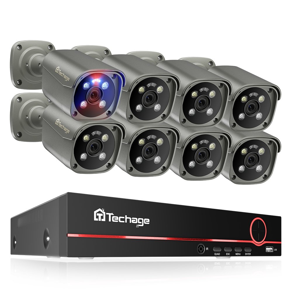 4K Outdoor IP Security Camera 8Channel System 8MP Waterproof Home Security Cameras Alarm Systems Color Night Vision