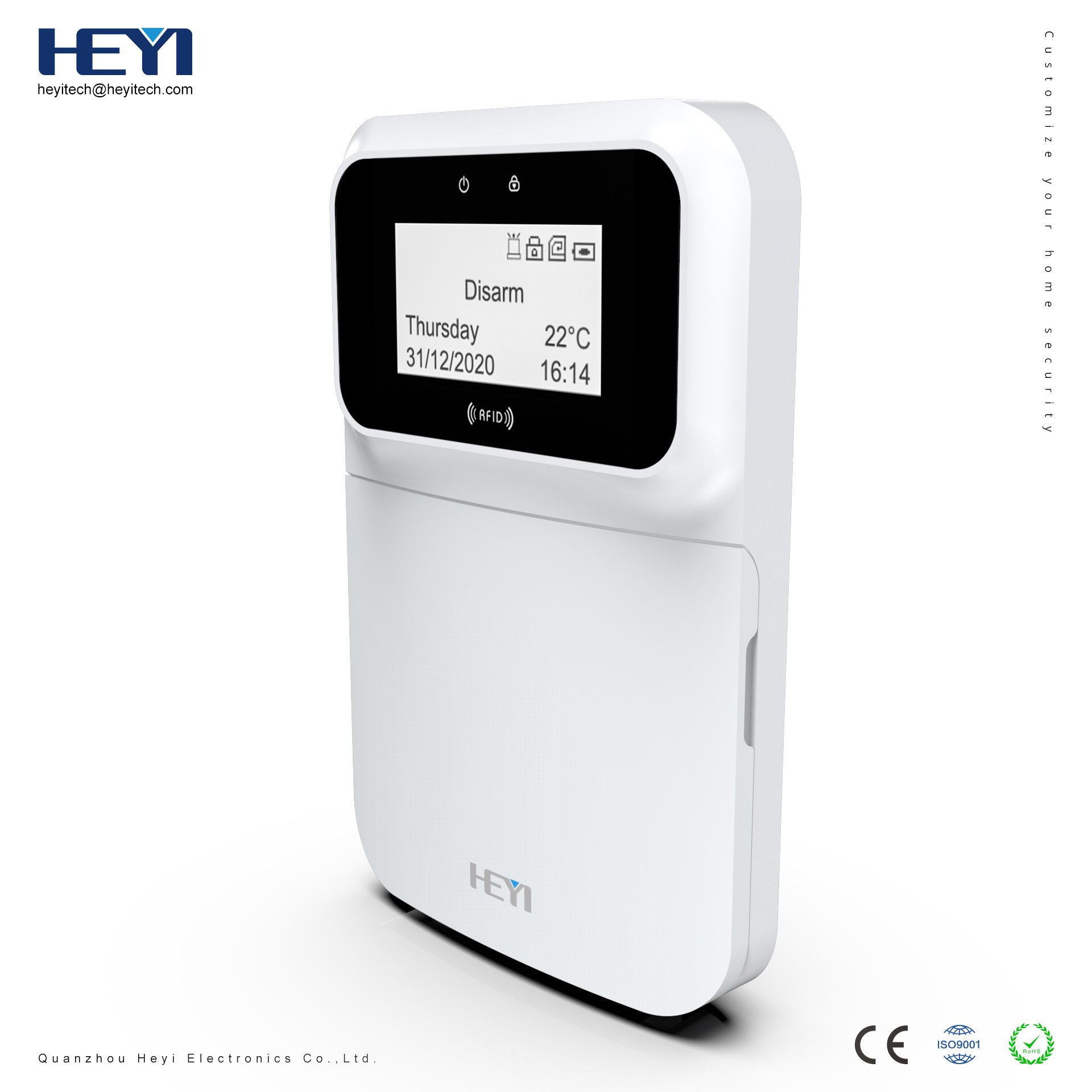 HEYI RFID Keypad For Alarm System With Big LCD Display Button Pressed control Keypad control security alarm host home office