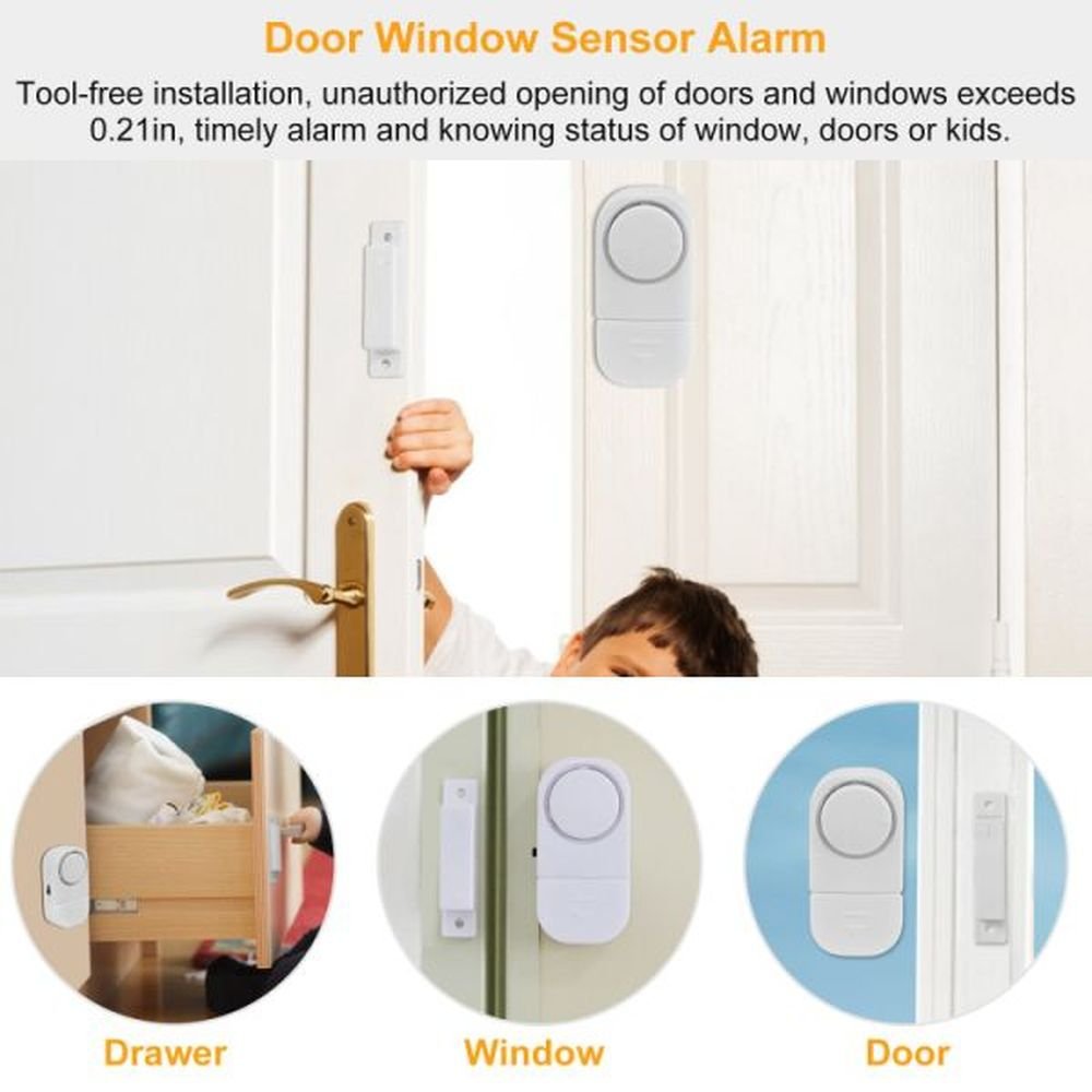 Wireless Indoor Security Magnetic Sensor Alarms ABS Plastic Wireless Window & Door Magnet with Motion Detection Security Purpose