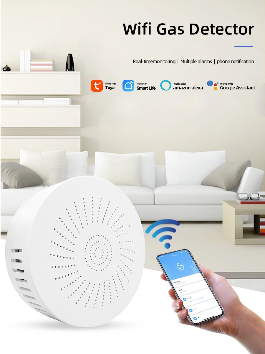 Tuya Smart Home Wifi Gas Sensor Tuya Wireless Gas Leak Detector Home Security Alarm System For Kitchen Home Security