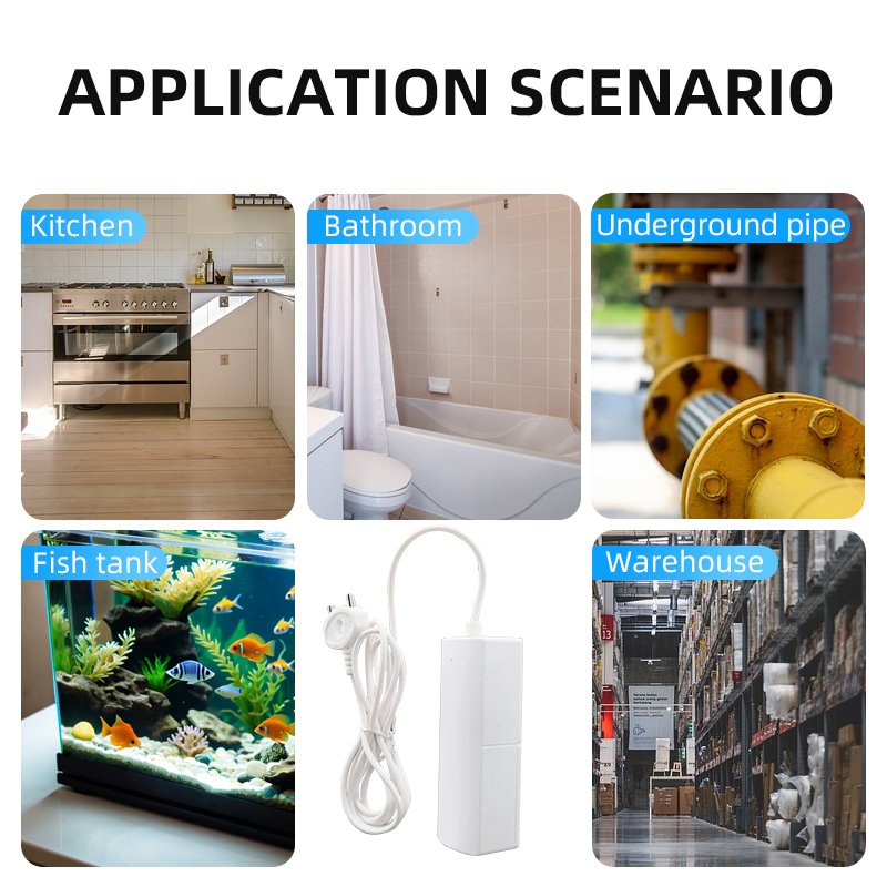 Factory Supply Smart Home Security Alarm System Wireless Waterproof Detection Device WiFi Water Leak Alarm