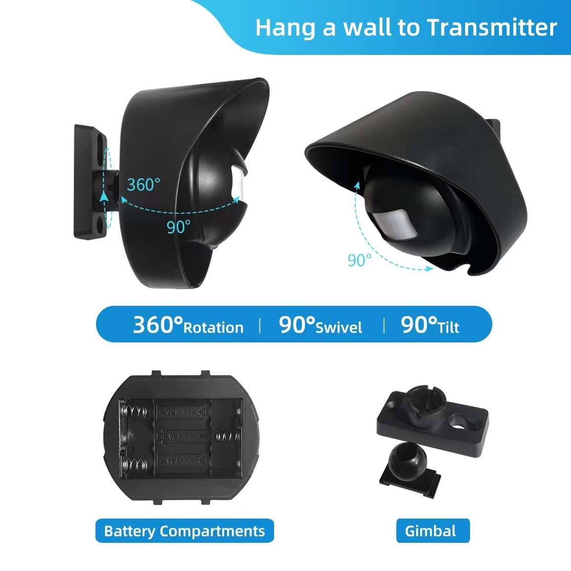 Waterproof Wireless Door Bell Plug In Chime Store Welcome Visitor Bell Motion Sensor Doorbell Detect Driveway Alarm