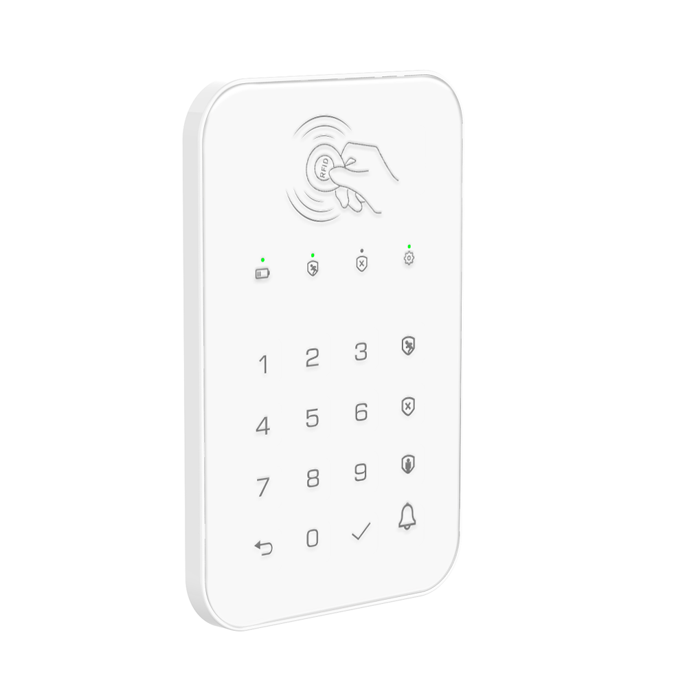 433MHZ RFID keypad Used to Away arm/Home Arm/Disarm the system,and also with doorbell button for home alarm system