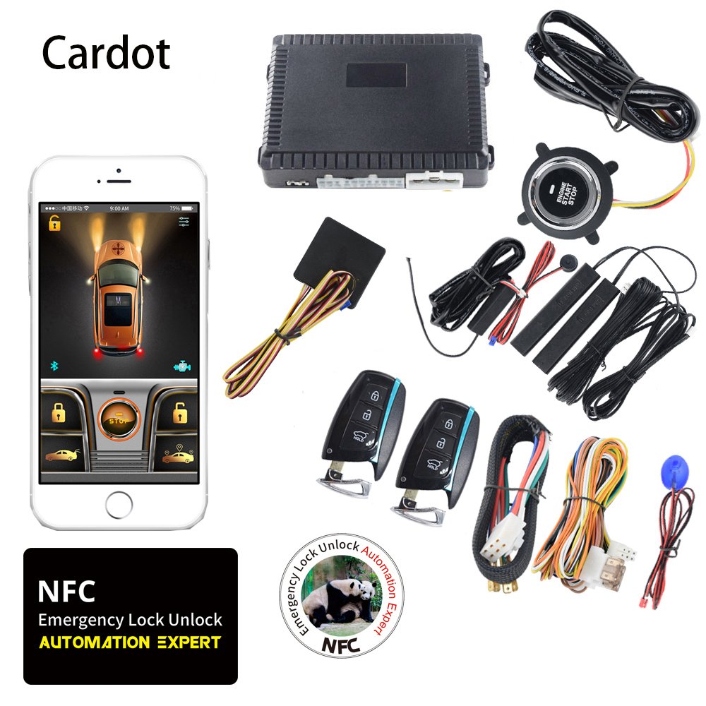 Cardot Multifunction NFC Lock Unlock Keyless Entry Remote Starter Keyless Go Engine Start Stop Car Alarms System