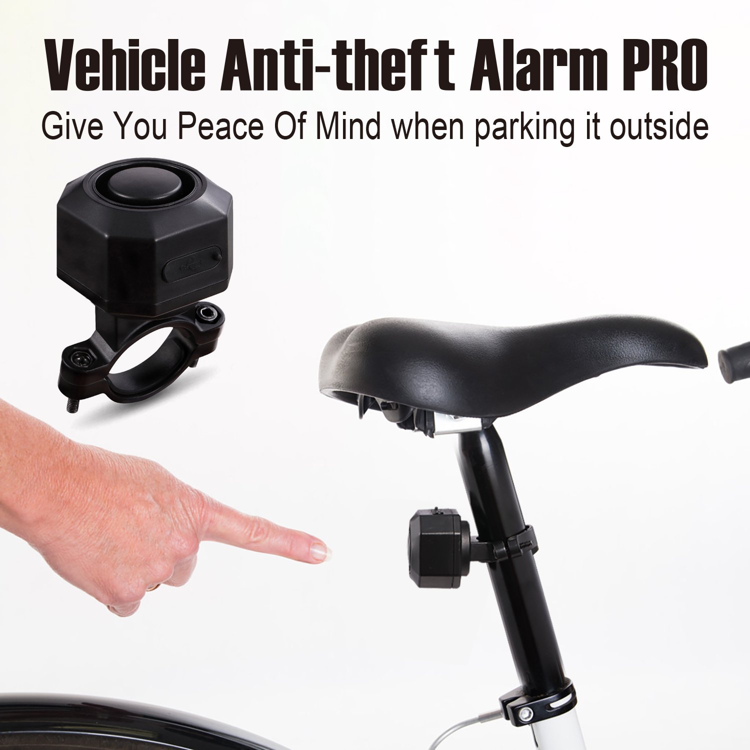 Anti-Thief Bike Alarm System with Remote Waterproof Motion Detection IP65 Plastic Material for E-Bikes