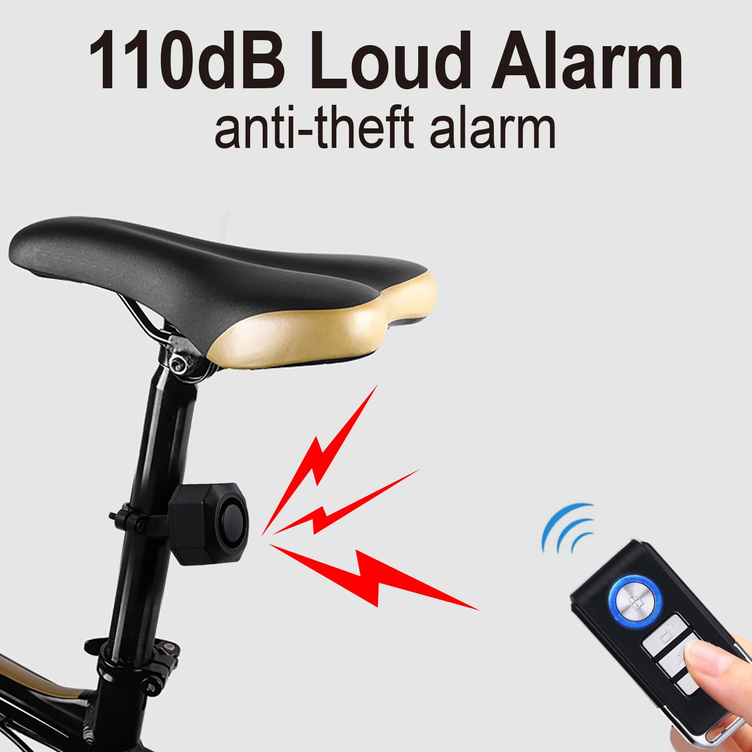 Anti-Thief Bike Alarm System with Remote Waterproof Motion Detection IP65 Plastic Material for E-Bikes