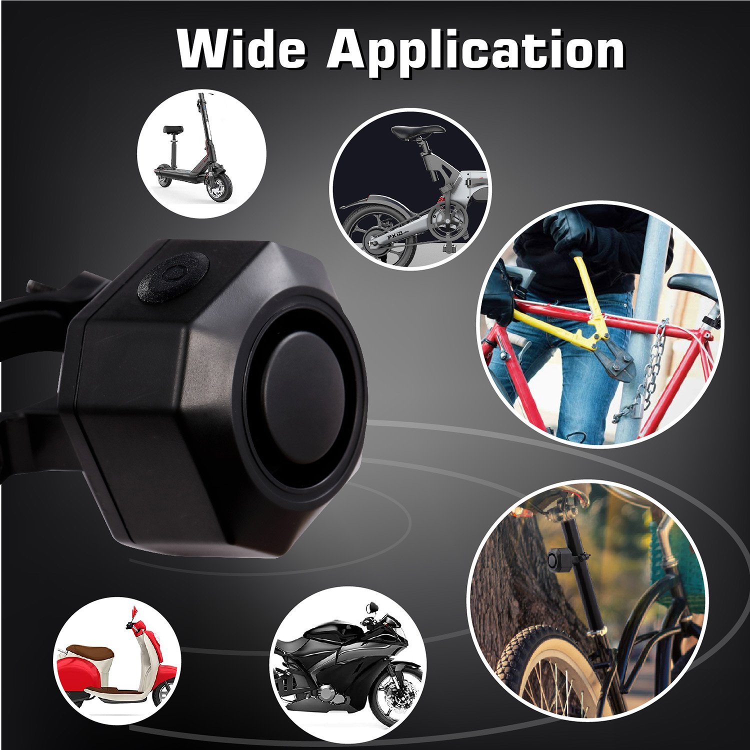 Anti-Thief Bike Alarm System with Remote Waterproof Motion Detection IP65 Plastic Material for E-Bikes