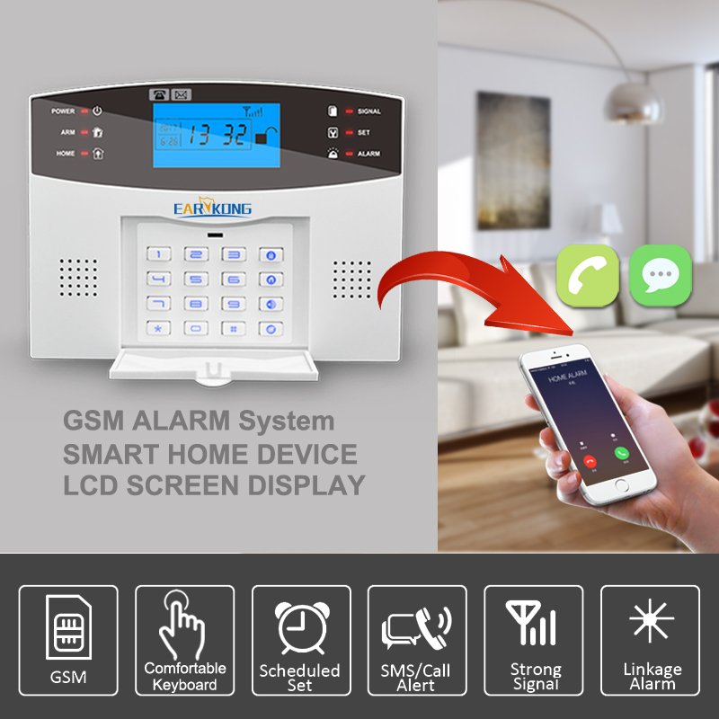 M2B APP Keyboard Screen Intercom Wired & Wireless Home Burglar Security Alarm 433MHz Wireless GSM Alarm System