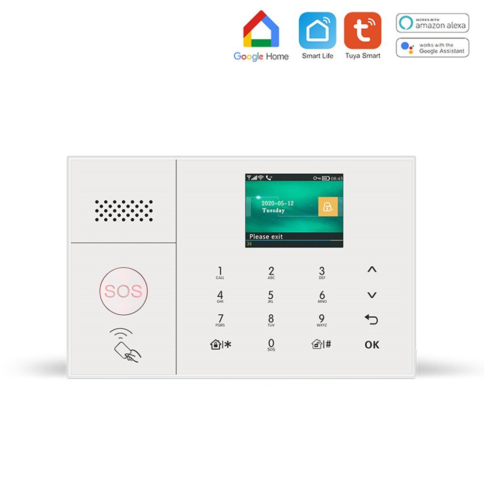Smart Life Alarm System for Home WIFI GSM Security Alarm Host with Door and Motion Sensor Tuya Smart App control work Alexa