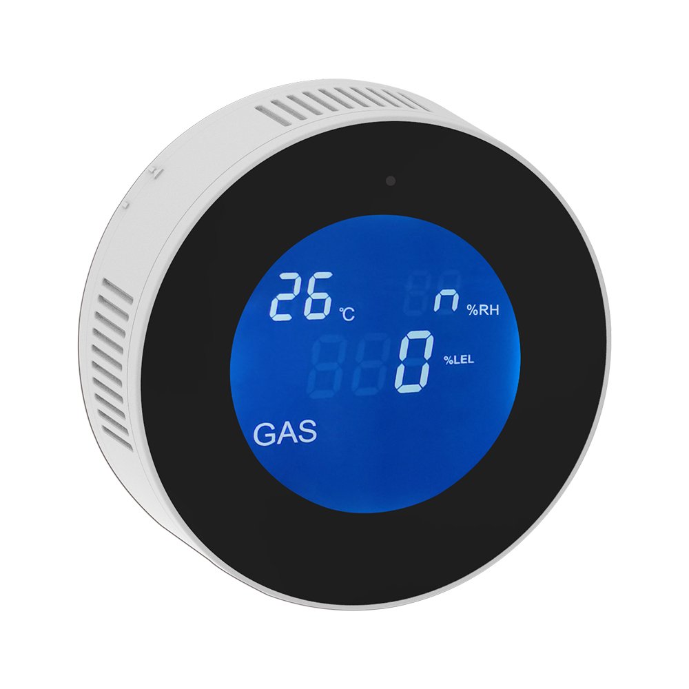 PGST Tuya Easy Wall Mounting WIFI Gas Leak Detector Alarm with LCD Display for Home Security Kitchen Cooking