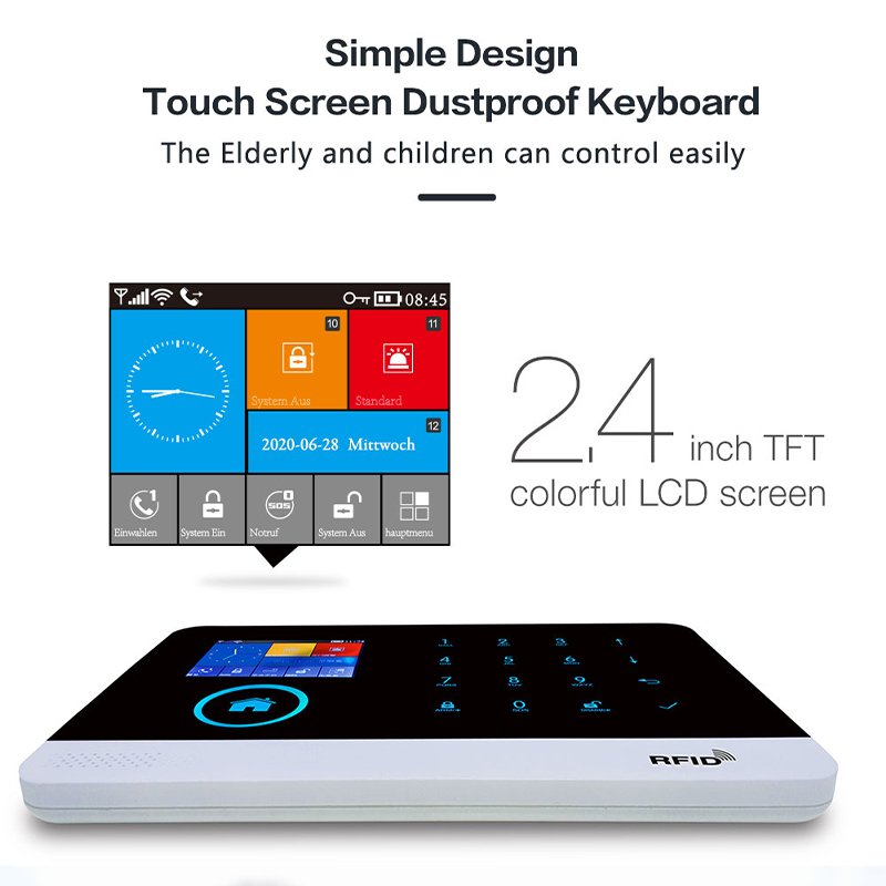 24 hours day and night safety monitor smart home alarm WiFi +2G system via smartphone app on Android and IOS