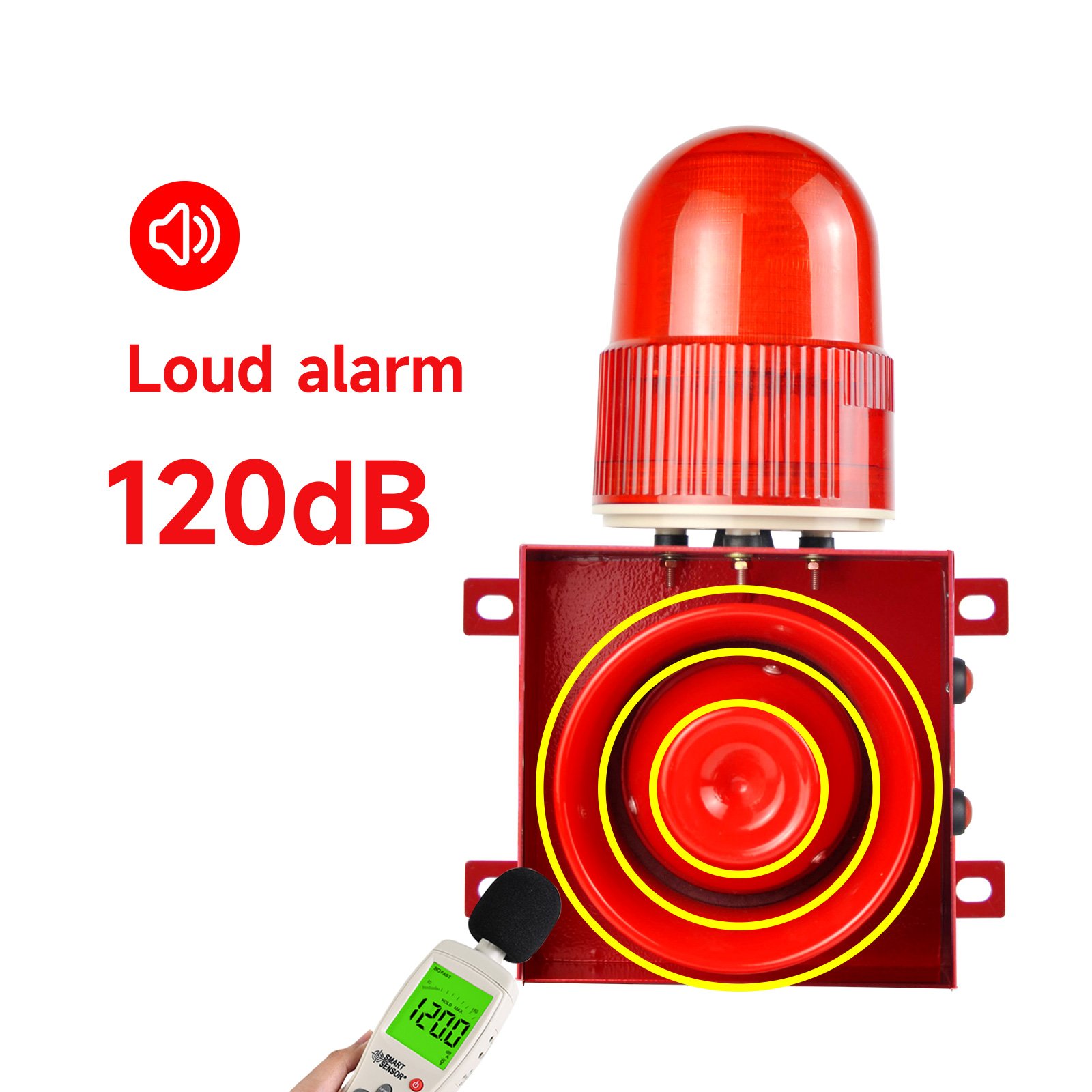 120 Decibel 9 Tone Adjustable 25W Emergency LED Strobe Siren Horn with Sound Light Alarm Adjustable Emergency Alarm Systems