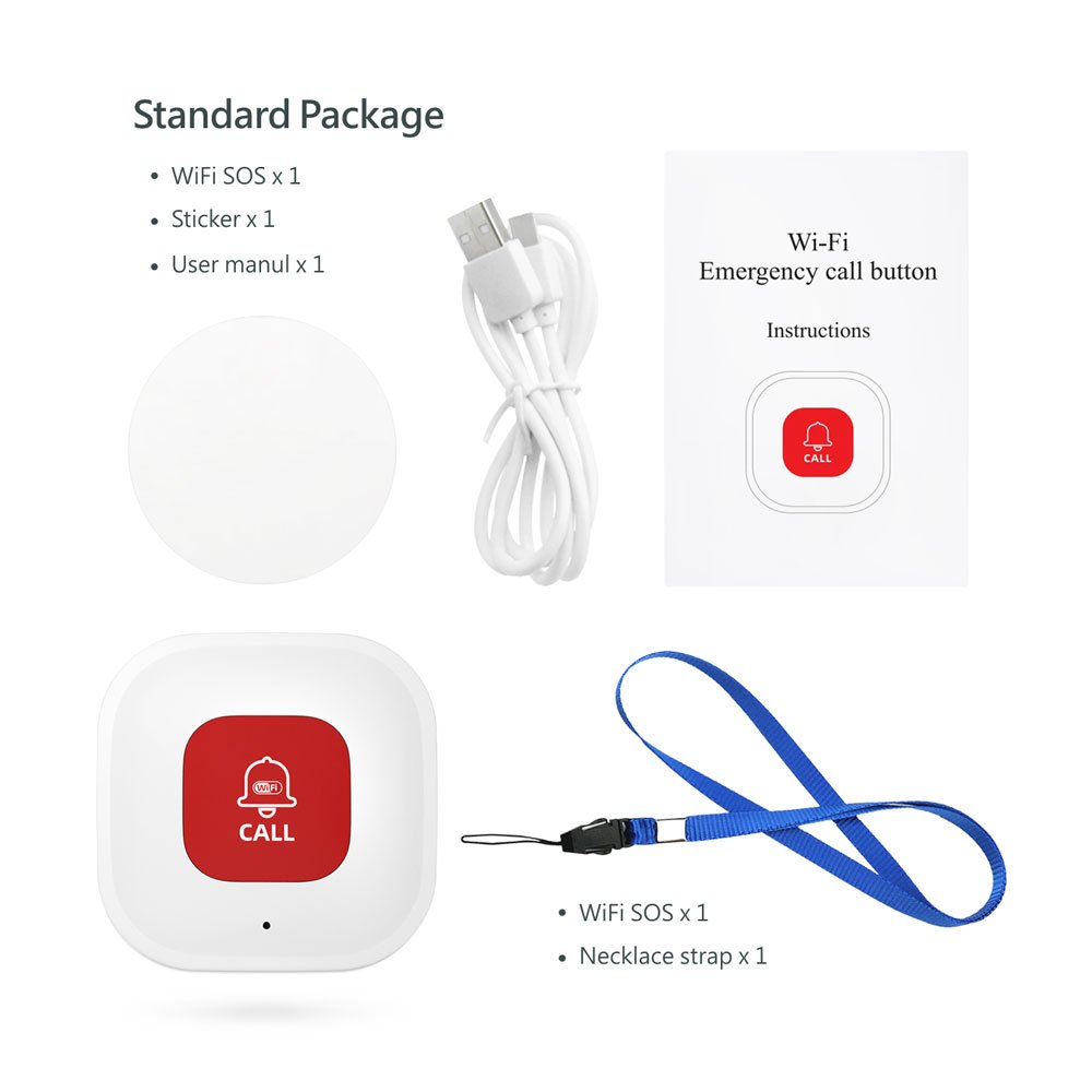 Personal Self defense Smart Life App RF433Mhz Tuya WiFi SOS Alarm Button Emergency Panic Button for Elderly PST-CF101W
