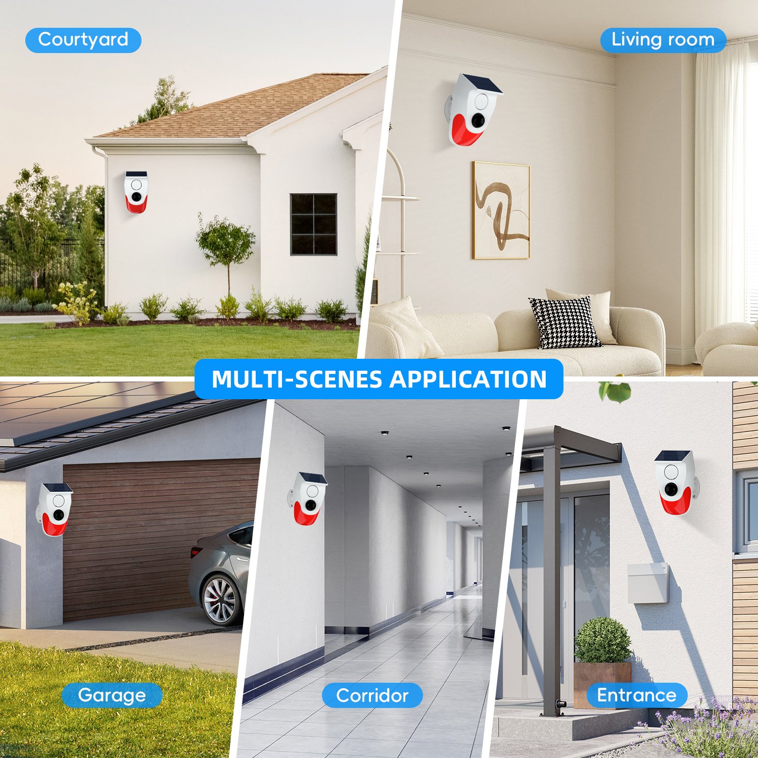 WiFi Motion Sensor Alarm Outdoor Solar Strobe Light with Remote Controller Weatherproof 120db Motion Sensor