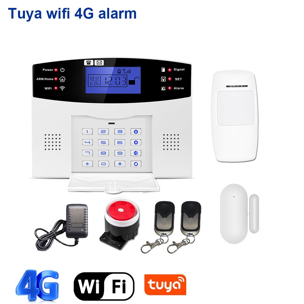 Wireless 99 zone WIFI 4G Home Security Burglar Alarm System Work With Tuya Smart life APP support 10 languages switchable