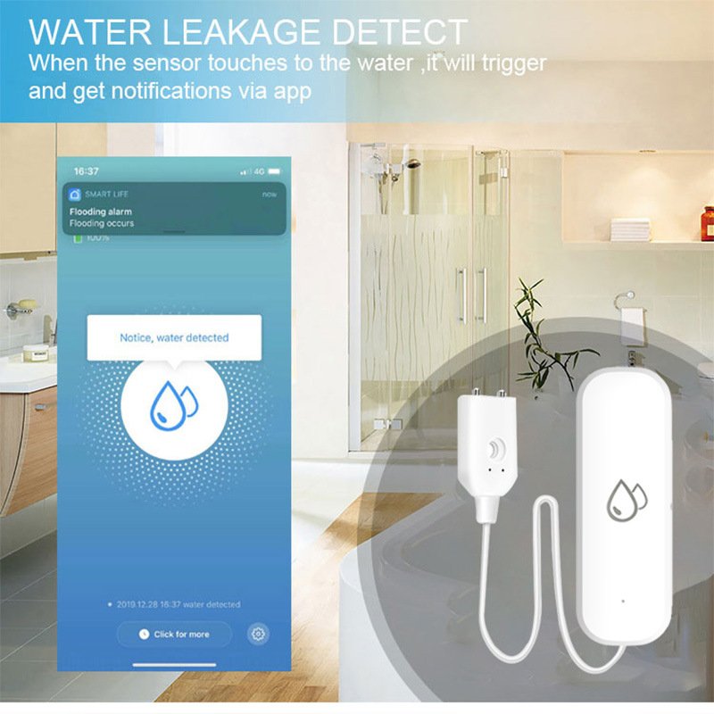 Wifi smart water leak sensor water overflow level detector sound alarm system flood leakage sensor remote monitor
